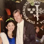 ２００７年 ストックホルムの市庁舎での博士号授与式にて。夫と一緒に。