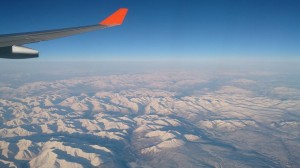 飛行機の窓から見たシベリア