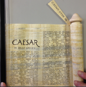 パピルスの巻物：カエサル『ガリア戦記』（スペインの業者より購入）