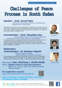 Seminar, "Challenges of Peace Process in South Sudan"