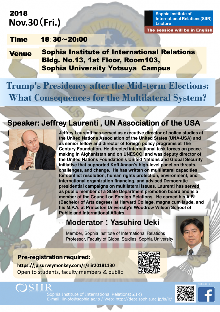 Lecture,  "Trump's Presidency after the Mid-term Elections: What Consequences for the Multilateral System?"