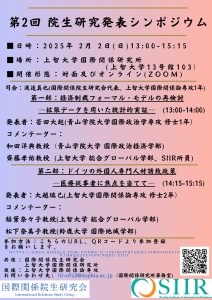 「国際関係院生研究会」共催　「第2回院生研究発表シンポジウム」開催のお知らせ